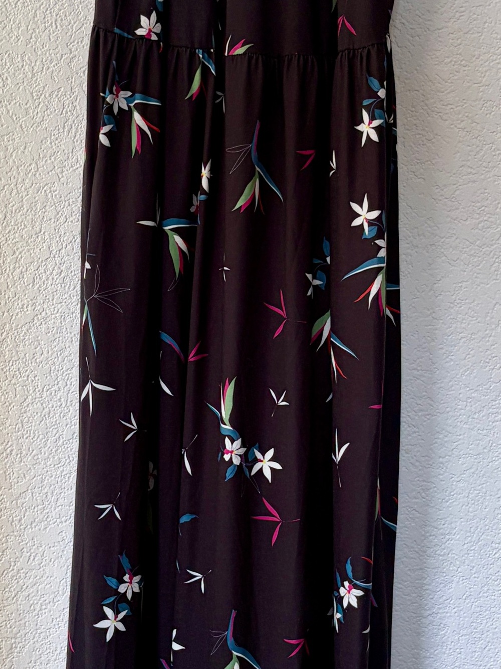 Black Floral Maxi Dress with Multicolor Accents
